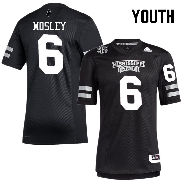 Youth #6 Jordan Mosley Mississippi State Bulldogs College Football Jerseys Stitched-Black